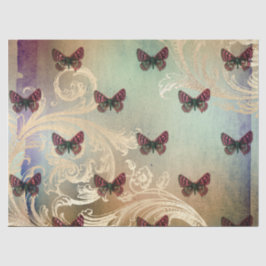 ヴィンテージバタフライスクロールデコページティッシュペーパー 薄葉紙