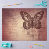 ヴィンテージバタフライデコパージュティッシュペーパー 薄葉紙 (クラフト)