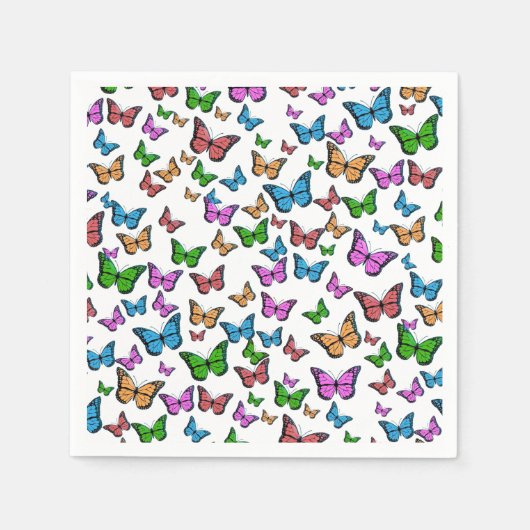 ヴィンテージバタフライパピロンイラストレーションアート スタンダードカクテルナプキン (正面)