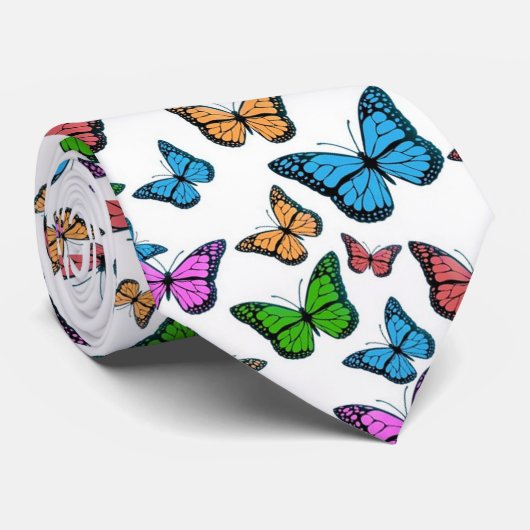 ヴィンテージバタフライパピロンイラストレーションアート ネクタイ (ロール)