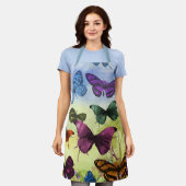 ヴィンテージバタフライパピロンオールドイラストレーションアート エプロン (着用した状態)