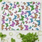 ヴィンテージバタフライパピロンオールドイラストレーションアート キッチンタオル (折り畳み)