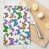 ヴィンテージバタフライパピロンオールドイラストレーションアート キッチンタオル (四つ折り)