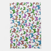 ヴィンテージバタフライパピロンオールドイラストレーションアート キッチンタオル (縦)