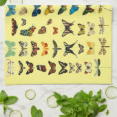 ヴィンテージバタフライパピロンオールドイラストレーションアート キッチンタオル (折り畳み)