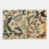 ヴィンテージバタフライパピロンオールドイラストレーションアート キッチンタオル (横)