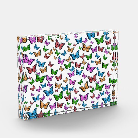 ヴィンテージバタフライパピロンオールドイラストレーションアート フォトブロック (左)