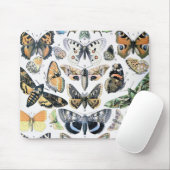 ヴィンテージバタフライパピロンオールドイラストレーションアート マウスパッド (マウス)