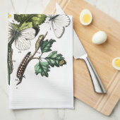 ヴィンテージバタフライパピロンオールドイラストレーション キッチンタオル (四つ折り)