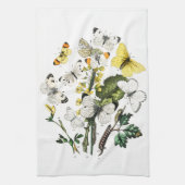 ヴィンテージバタフライパピロンオールドイラストレーション キッチンタオル (縦)