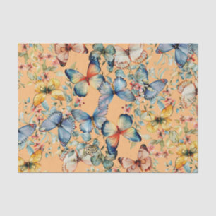 ヴィンテージバタフライビューティフルピーチデクページ 薄葉紙