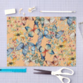 ヴィンテージバタフライビューティフルピーチデクページ 薄葉紙 (クラフト)