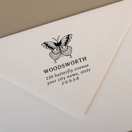 ヴィンテージバタフライファミリー名差出人住所 セルフインキングスタンプ