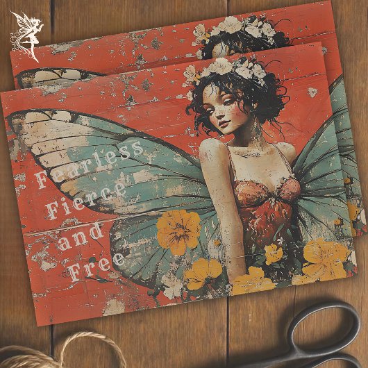 ヴィンテージバタフライフェアリー感動的デクページ 薄葉紙