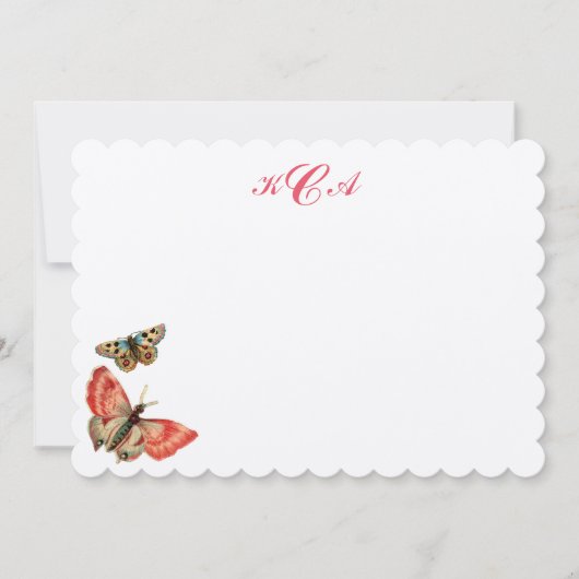 ヴィンテージバタフライフラットカード 招待状 (正面)
