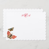 ヴィンテージバタフライフラットカード 招待状 (正面/裏面)