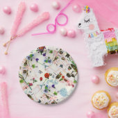 ヴィンテージバタフライフローラパリ通りウォーター色 ペーパープレート (パーティー)