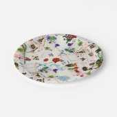 ヴィンテージバタフライフローラパリ通りウォーター色 ペーパープレート (アングル)