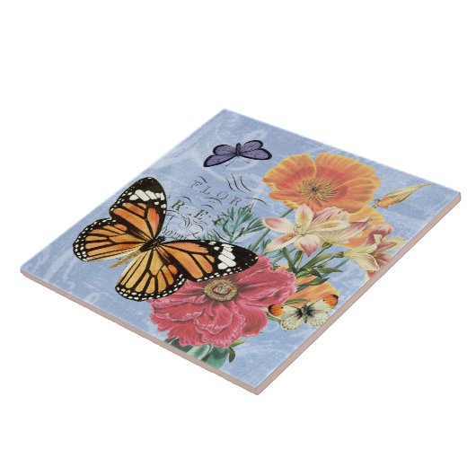 ヴィンテージバタフライフローラ…タイル タイル (側面)