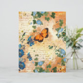 ヴィンテージバタフライブルーフラワースクラップブック紙 (スタンド正面)