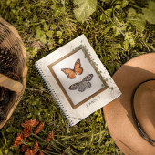 ヴィンテージバタフライボタニカルフラワーイラスト ノートブック