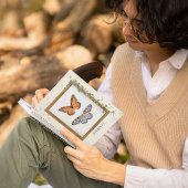 ヴィンテージバタフライボタニカルフラワーイラスト ノートブック