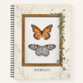 ヴィンテージバタフライボタニカルフラワーイラスト ノートブック (正面)