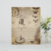 ヴィンテージバタフライポストスタンプオールドセピア紙 (スタンド正面)