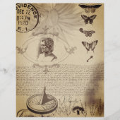 ヴィンテージバタフライポストスタンプオールドセピア紙 (正面)