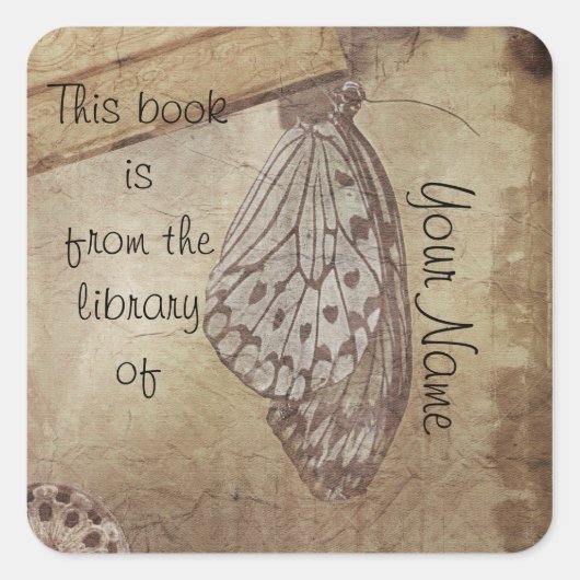 ヴィンテージバタフライライブラリーのシールプレート スクエアシール (正面)