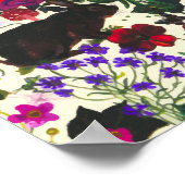 ヴィンテージバタフライラビットガーデンフローラ水彩 ポスター (角)