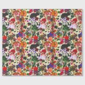 ヴィンテージバタフライラビットガーデンフローラ水彩 ラッピングペーパー (フラット)