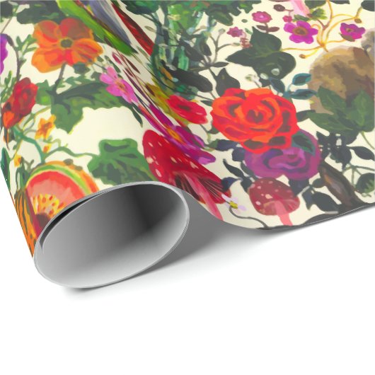 ヴィンテージバタフライラビットガーデンフローラ水彩 ラッピングペーパー (ロールコーナー)