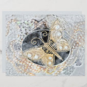 ヴィンテージバタフライロマンチック金ゴールドホワイトブラックアート (正面/裏面)