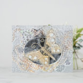 ヴィンテージバタフライロマンチック金ゴールドホワイトブラックアート (スタンド正面)