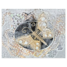ヴィンテージバタフライロマンチック金ゴールドホワイトブラックアート