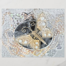 ヴィンテージバタフライロマンチック金ゴールドホワイトブラックアート