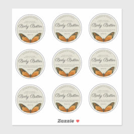 ヴィンテージバタフライ体バター2.5インチ製品ラベル シール