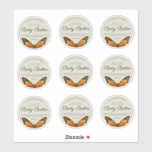 ヴィンテージバタフライ体バター2.5インチ製品ラベル シール