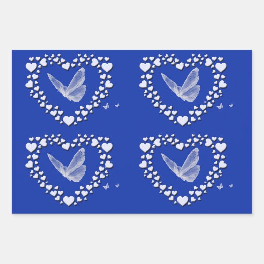 ヴィンテージバタフライ包装紙シート3セット ラッピングペーパーシート (正面3)