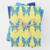 ヴィンテージバタフライ包装紙シート3セット ラッピングペーパーシート (インサイチュ)