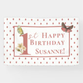 ヴィンテージバタフライ名前をカスタムする1stバースデーガールバ 横断幕 (横)