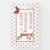 ヴィンテージバタフライ名前をカスタムする1stバースデーガールバ 横断幕 (縦)