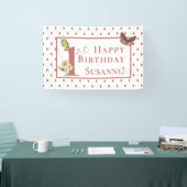 ヴィンテージバタフライ名前をカスタムする1stバースデーガールバ 横断幕 (トレードショー)