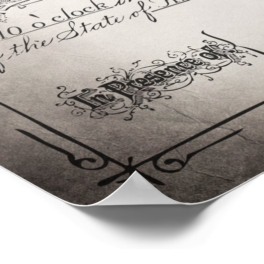 ヴィンテージバタフライ婚姻証明書 ポスター (角)