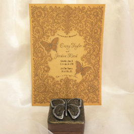ヴィンテージバタフライ結婚式招待状オンエイジド紙 招待状
