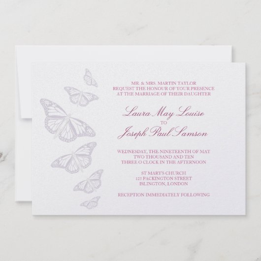 'ヴィンテージ'バタフライ結婚式招待状 招待状 (正面)