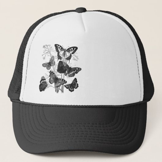 ヴィンテージバタフライ蝶プリント キャップ (正面)