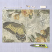 ヴィンテージバタフライ&バラシャビーシックデコップページ 薄葉紙 (クラフト)