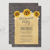 ヴィンテージバタフライ&ヒマワリバーンウッドリタイアメント 招待状 (正面/裏面)